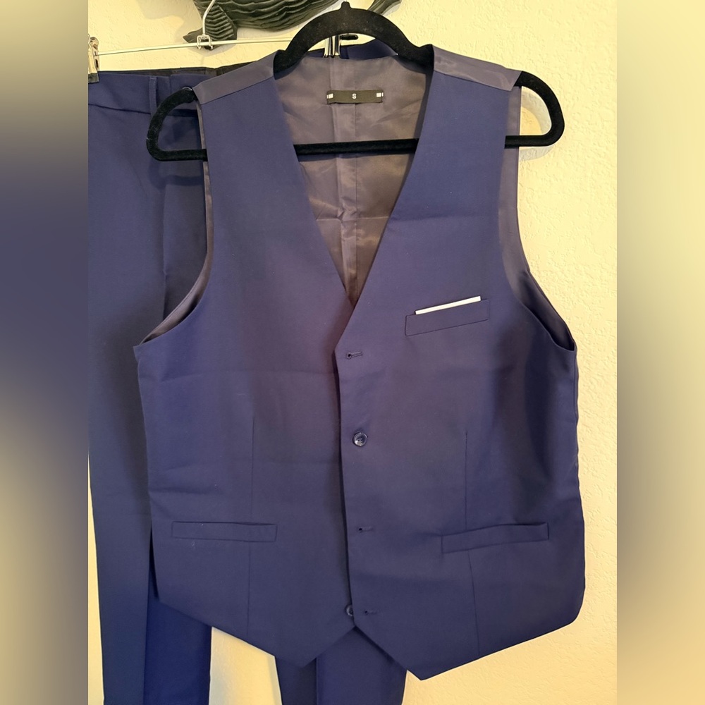 Men's Royal Blue Dress Vest and Trousers Set - Picture 2 of 9